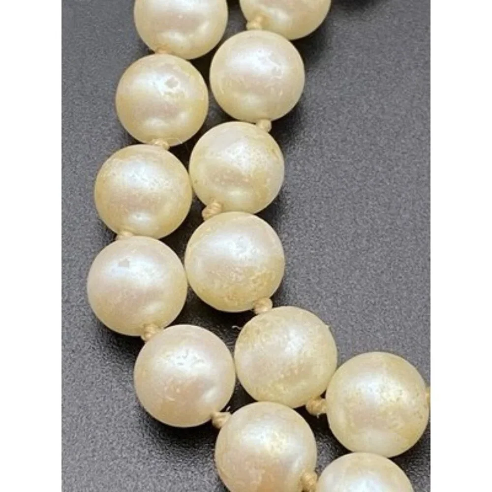 VTG Carolee Double Strand Faux Pearl Necklace 16" Knotted Glass 8mm Beads LOOK - Picture 9 of 16